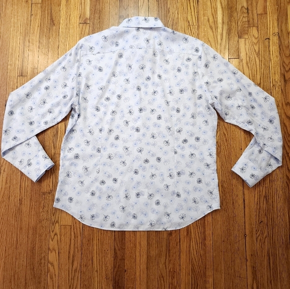 Emanuel Berg Mens Modern Fit Button Down Shirt Size L / XL 17" White Floral - Picture 4 of 8